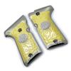 Grips for Beretta 92/96 Compact Size, Metal Beretta Grips Nickel Gold Plated Scroll Design view 3