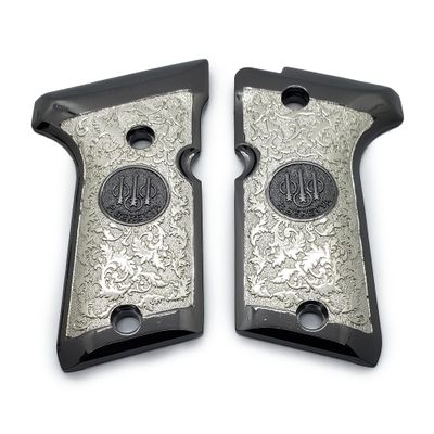 Grips for Beretta 92/96 Compact Size, Metal Beretta Grips Black Nickel Plated