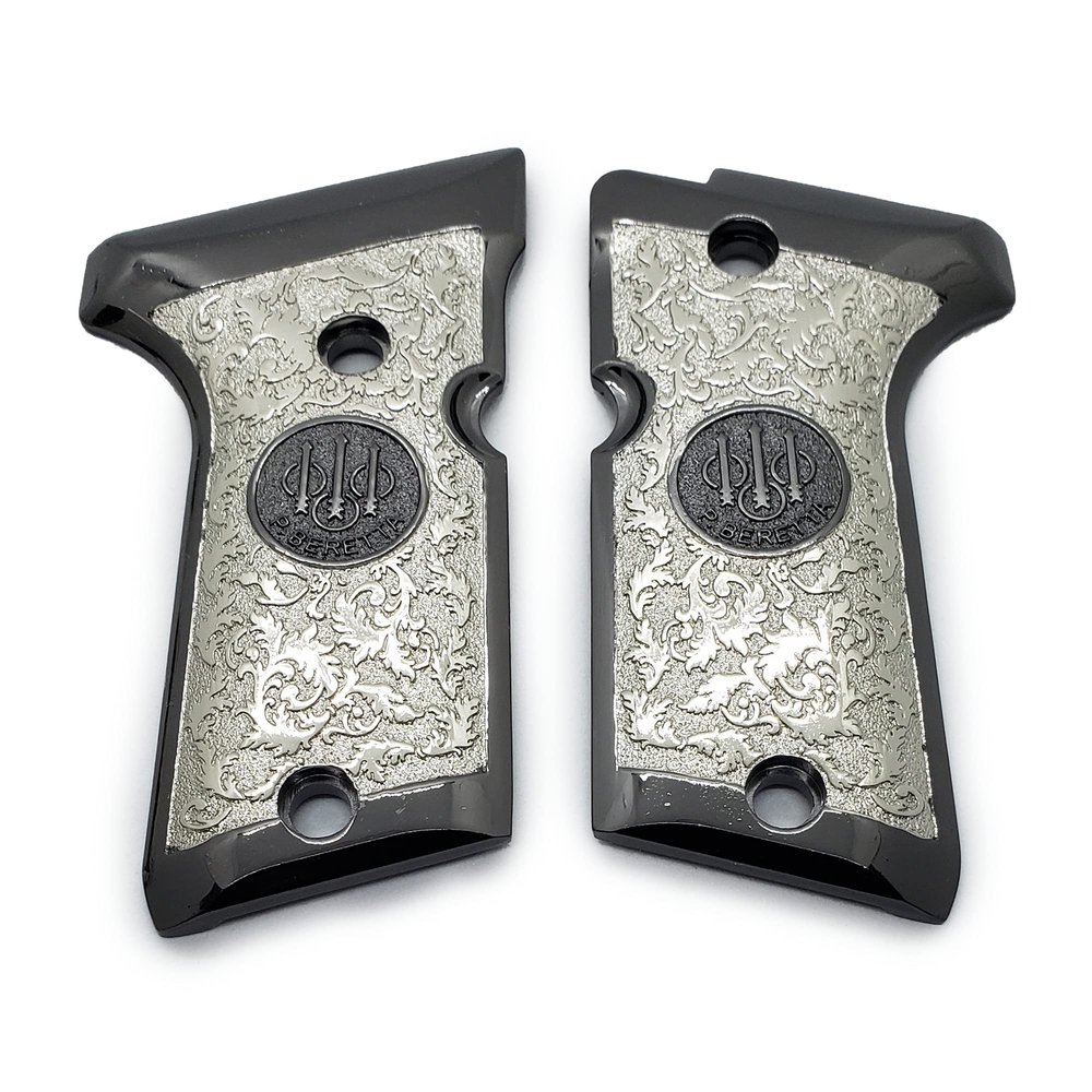Grips for Beretta 92/96 Compact Size, Metal Beretta Grips Black Nickel Plated