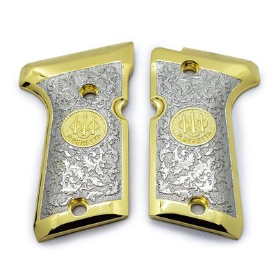 Grips for Beretta 92/96 Compact Size, Metal Beretta Grips Gold Nickel Plated