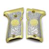 Grips for Beretta 92/96 Compact Size, Metal Beretta Grips Gold Nickel Plated view 1