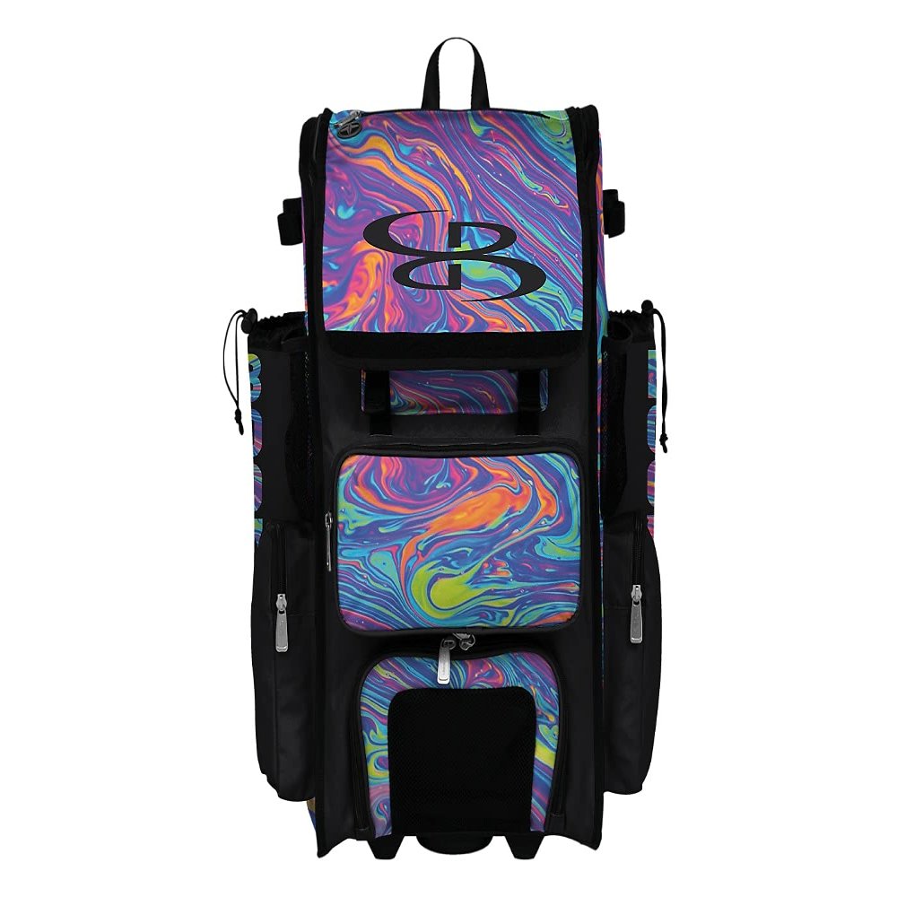 Boombah Superpack Hybrid Rolling Bat Bag - Lava 2.0 Bat Pack Multicolor - Wheeled & Backpack Version