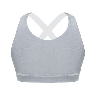 YONGHS Kids Girls' Sports Bra Criss Cross Back Crop Tops Cutout Vest for Dance/Yoga/Workout/Running Grey 16 Years