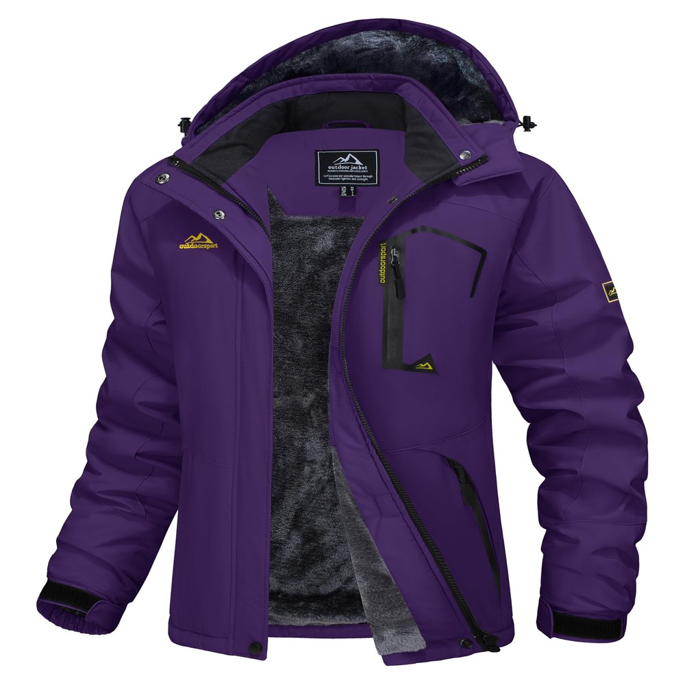 MAGCOMSEN Winter Jackets for Women Purple Snow Jackets Waterproof Insulated Ski Jackets Ladies Snowboarding Jackets Windproof Outdoor Coats