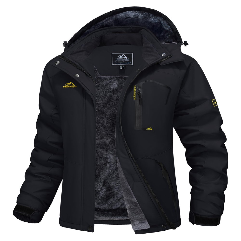 MAGCOMSEN Women Ski Jacket Waterproof Insulated Snow Jacket Winter Coat with Hood Ladies Snowboarding Jacket Black Winter Jacket