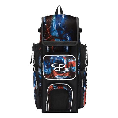 Boombah Superpack Bat Bag - Backpack Version (no wheels) - Holds 4 Bats - USA Patriot Black/Red/White