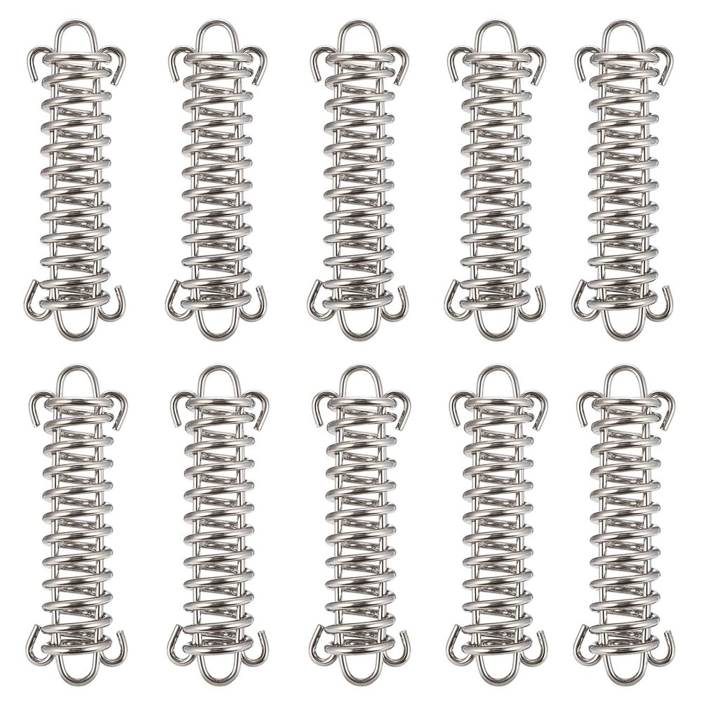 TOBWOLF 10PCS Tent Spring Buckle, Windproof Stainless Steel Rope Tensioner Awning Fixed Hook Buckle, Portable Camping Tent Fixed Buckle, Spring Buckle Set for Outdoor Camping, Dog Training, Swing