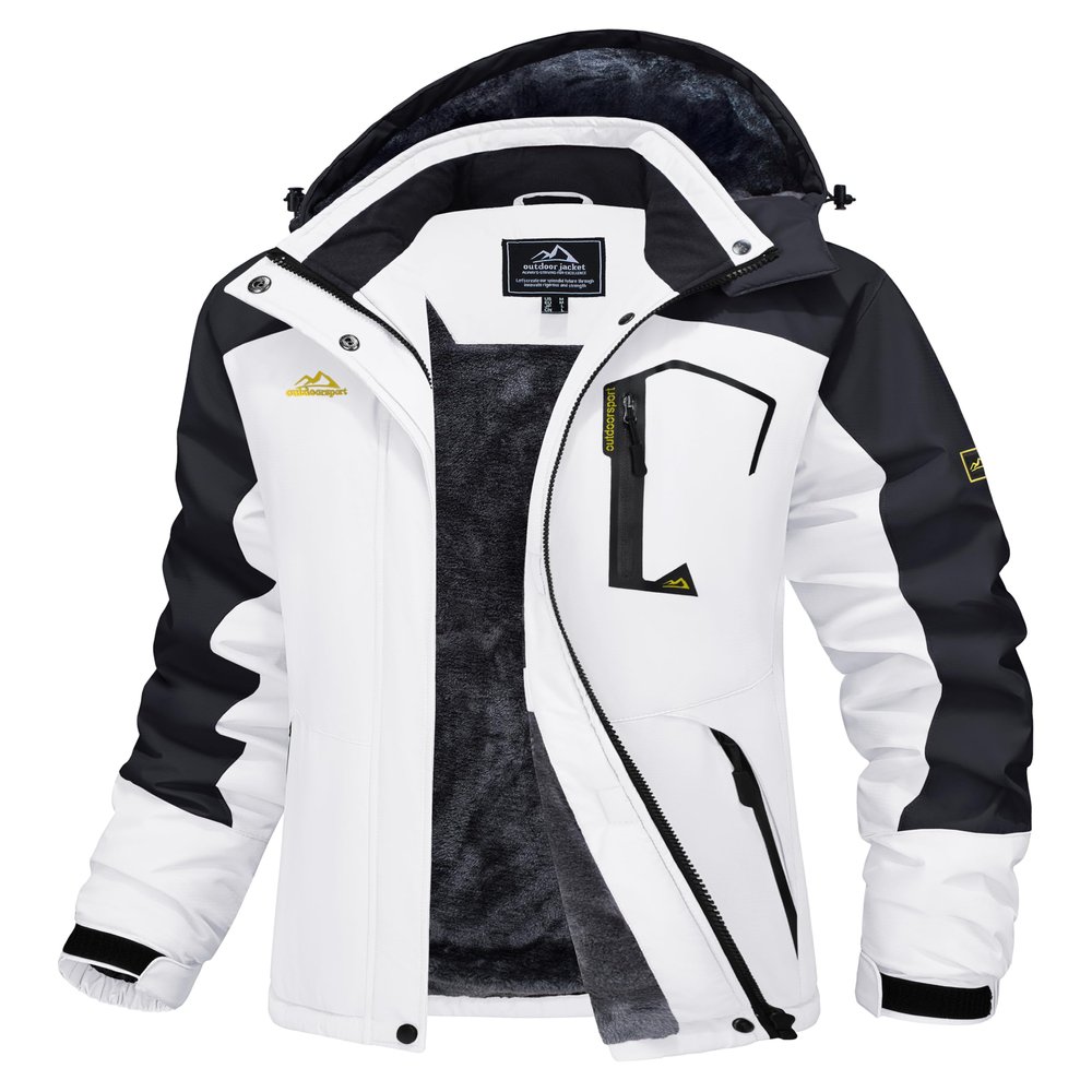 MAGCOMSEN White Snow Jackets for Women Waterproof Insulated Ski Jackets Waterproof Insulated Winter Coats with Hood Travel Jackets Cold Weather