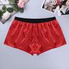 Agoky Men's Silky Satin Boxer Shorts Love You Valentine Special Pajamas Sleepwear Underwear Type A Red Medium view 4