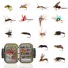 Lilureena 64Pcs Fly Fishing Flies Kit with Tackle Box, Dry/Wet Flies Handmade Fly Fishing Lures Flies, Streamer, Nymph, Emerger with Waterproof Fly Box for Trout Bass Salmon view 1