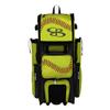 Boombah Rolling Superpack 2.0 Baseball/Softball Gear Bag - 23-1/2" x 13-1/2" x 9-1/2" - Softball 2.0 Optic Yellow/Red/Black - Telescopic Handle - Holds 4 Bats - Wheeled Version view 1
