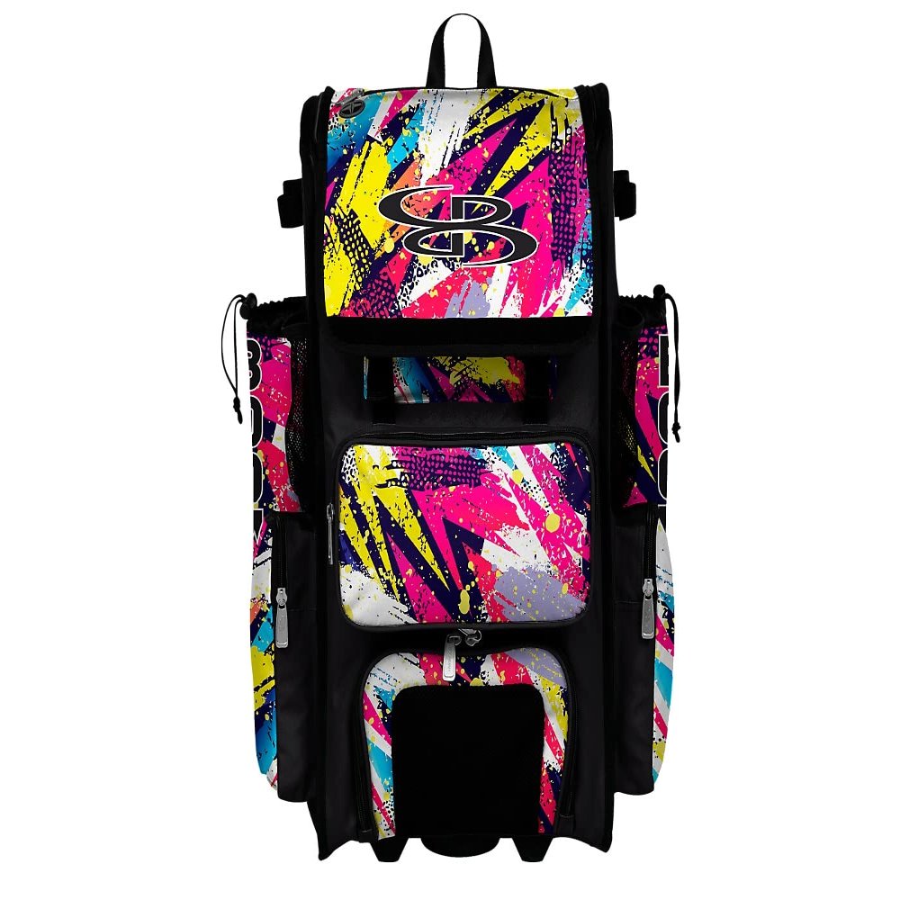 Boombah Superpack Hybrid Rolling Bat Bag - Shattered Bat Pack Multi - Wheeled & Backpack Version