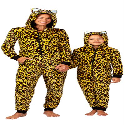 Prestigez Holiday Women, Girl or Toddler Mommy and Me Matching Onesie Pajama Costume, Cheetah, Cat, and Ladybug, Yellow - Cheetah, Size 8
