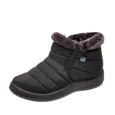 oiangi Platform Snow Boots for Women Waterproof Fashion Quilted Keep Warm Round Toe Slip-on Flats Booties Winter Soft Comfortable Outdoor Casual Shoes