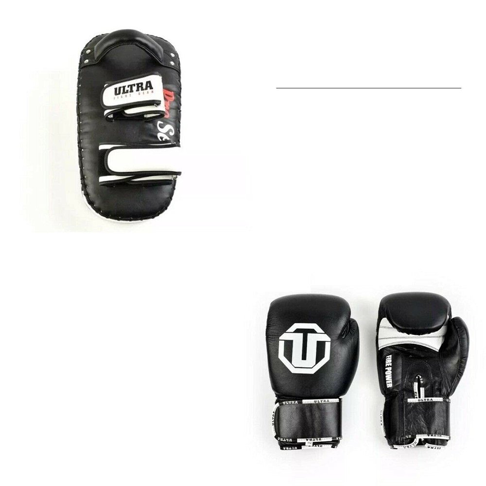 18Oz Black Boxing Gloves - Ultra 10x Arm Pad Fighting Gloves