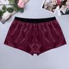 Agoky Men's Silky Satin Boxer Shorts Love You Valentine Special Pajamas Sleepwear Underwear Type A Wine Red Medium view 4