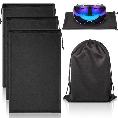 Konohan 3 Pcs Ski Goggle Bags Microfiber Drawstring Protection Bags for Snow Ski Goggle Pouch Soft Pouch Case(Black)