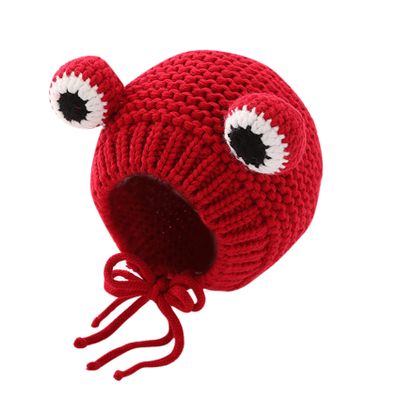 MINGSEECESS Kids Knitted Beanie Hat Cute Frog Cartoon Winter Warmer Cap with Big Eyes for Baby Boys Girls