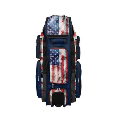 Boombah Superpack XL Rolling Bat Bag - 35.5" x 13.5" x 10" - USA Old Glory Navy/Red/White - Wheeled Version