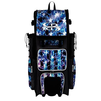 Boombah Superpack Hybrid Rolling Bat Bag - USA Banner Bat Pack Black/Royal Blue/White - Wheeled & Backpack Version