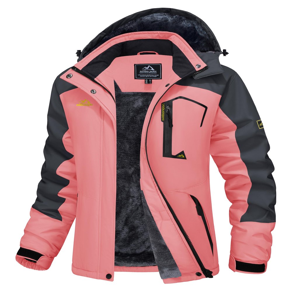 MAGCOMSEN Women's Snowboarding Jackets Pink Skiing Jackets Ladies Snow Coats Waterproof Insulated Ski Jackets Warm Winter Coats Hood