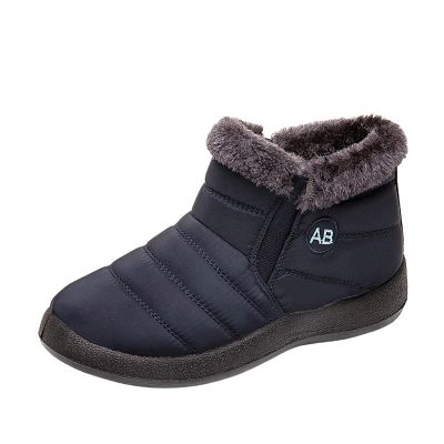 oiangi Platform Snow Boots for Women Waterproof Fashion Quilted Keep Warm Round Toe Slip-on Flats Booties Winter Soft Comfortable Outdoor Casual Shoes
