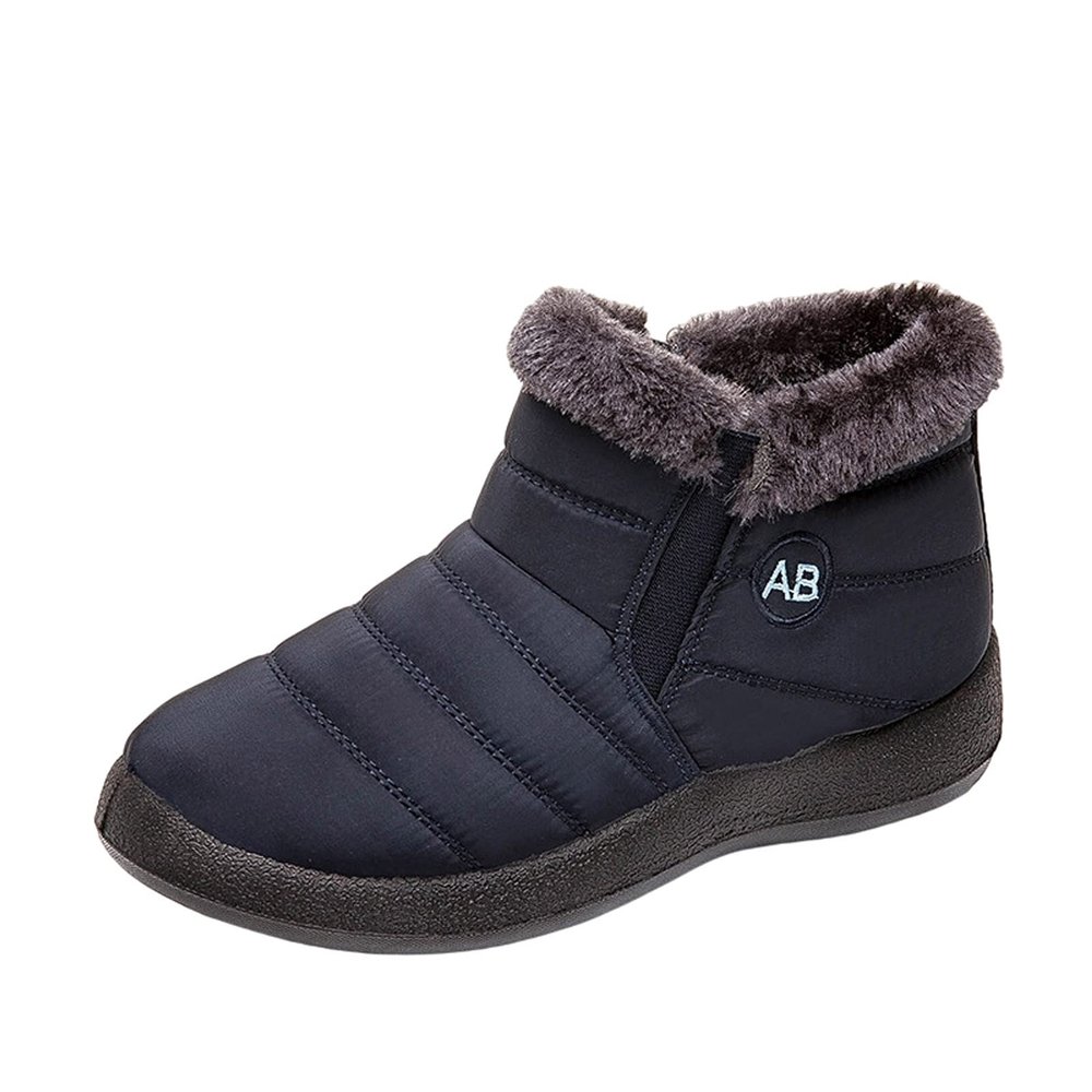 oiangi Platform Snow Boots for Women Waterproof Fashion Quilted Keep Warm Round Toe Slip-on Flats Booties Winter Soft Comfortable Outdoor Casual Shoes