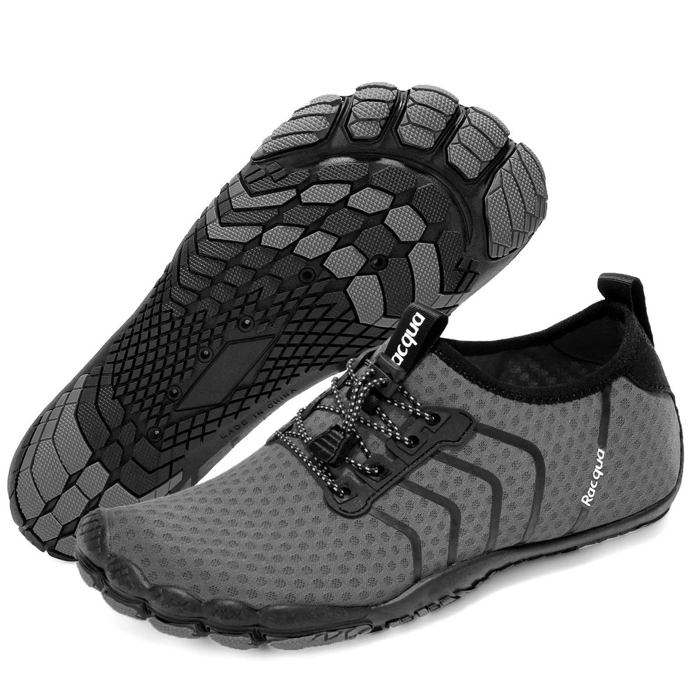 Racqua Mens Womens Water Sport Shoes Beach Surf Swim Pool Hiking Walking Shoes Quick Dry Barefoot Aqua Shoes Deep Grey 11 W/10 M