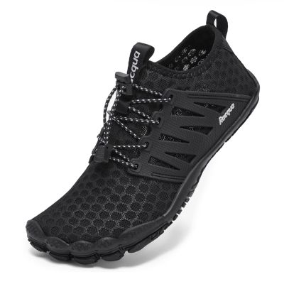 Racqua Mens Womens Water Sport Shoes Quick Dry Barefoot Aqua Shoes Beach Surf Swim Pool Hiking Walking Shoes Black 8.5 Women/7.5 Men