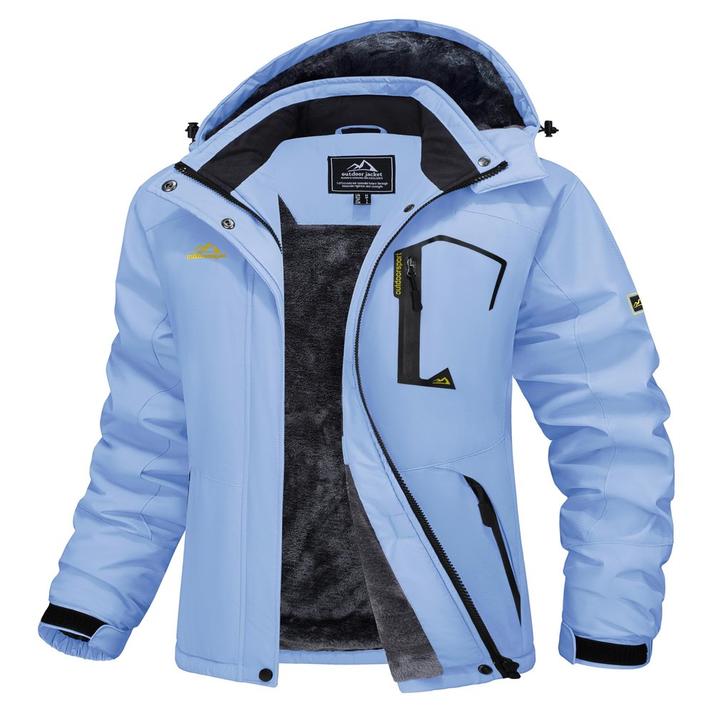 MAGCOMSEN Women's Winter Jacket with Hood Ladies Snow Jacket Waterproof Insulated Ski Jackets Fleece Lined Jackets Womens Windbreaker L