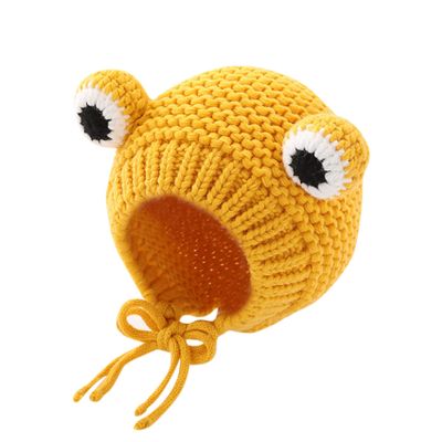 MINGSEECESS Kids Knitted Beanie Hat Cute Frog Cartoon Winter Warmer Cap with Big Eyes for Baby Boys Girls