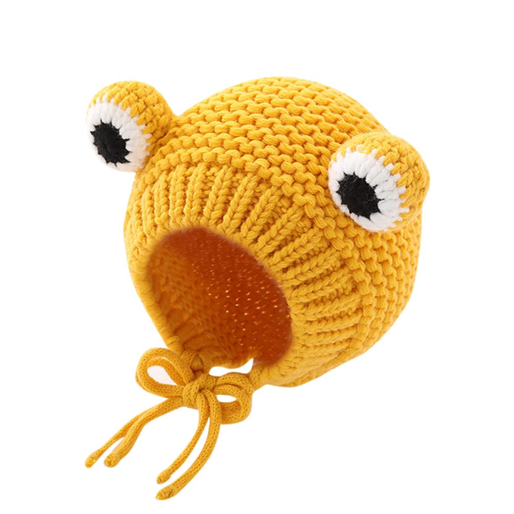MINGSEECESS Kids Knitted Beanie Hat Cute Frog Cartoon Winter Warmer Cap with Big Eyes for Baby Boys Girls