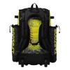 Boombah Superpack Hybrid Rolling Bat Bag - Wheeled & Backpack Version - Softball Highlight Black/Optic Yellow/Red view 2