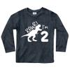 2nd Birthday Shirt boy Dinosaur rawr im 2 Toddler Two Year Old Second Dino Outfit (Charcoal Black - Long Sleeve, 3 Years)