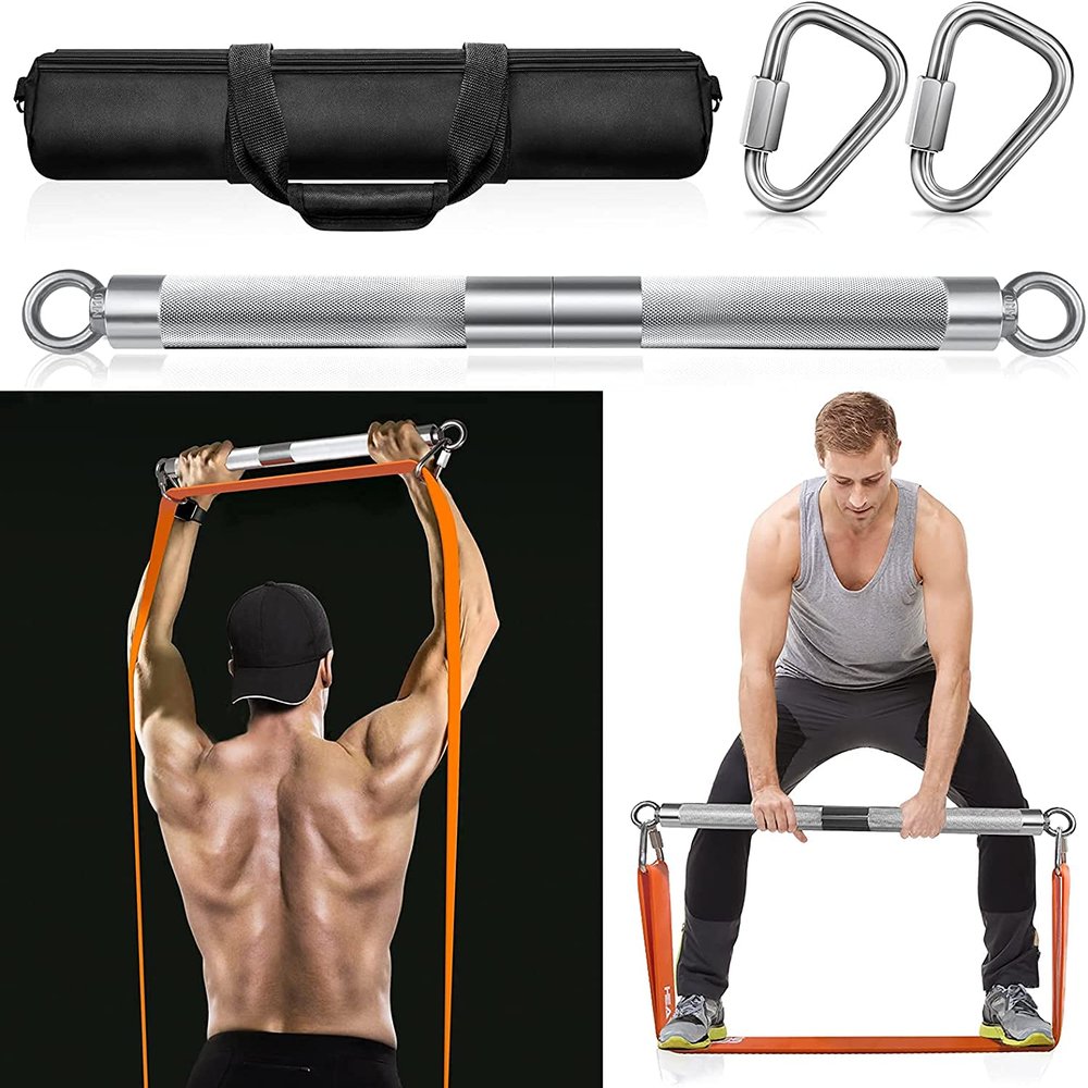 DASKING Detachable Resistance Bar (35.4" Total Length)  Heavy-Duty 500LBS Portable Gym Bar, Home & Travel Fitness