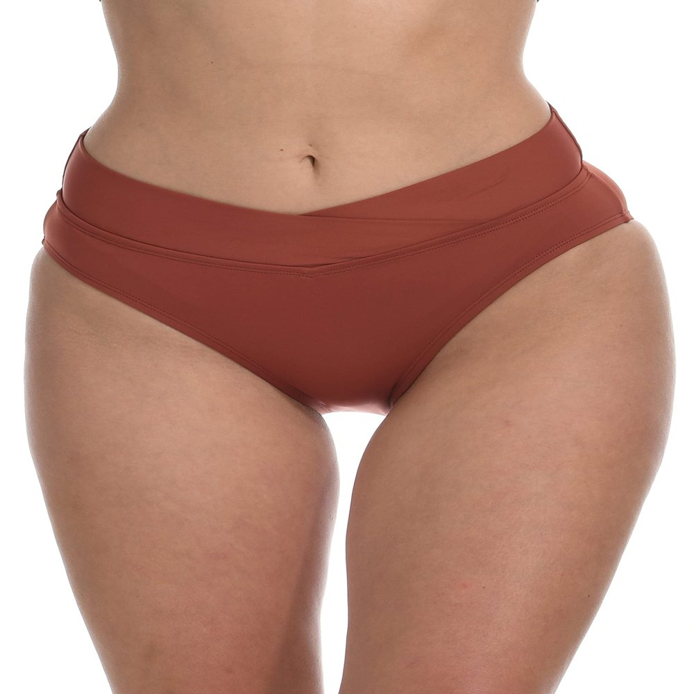 La Blanca Women's Island Goddess Cross Over High Waist Bikini Swimsuit Bottom, Cinnamon, 10