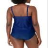 Maxine of Hollywood Women's High Neck Tankini Swimsuit Top, Navy//Border Blooms, 8 view 2