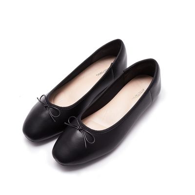 AFEETSING Women's Round Toe Ballet Flats Comfortable Bow Dressy Flats Shoes for Women (A-black2, Numeric_6_Point_5)