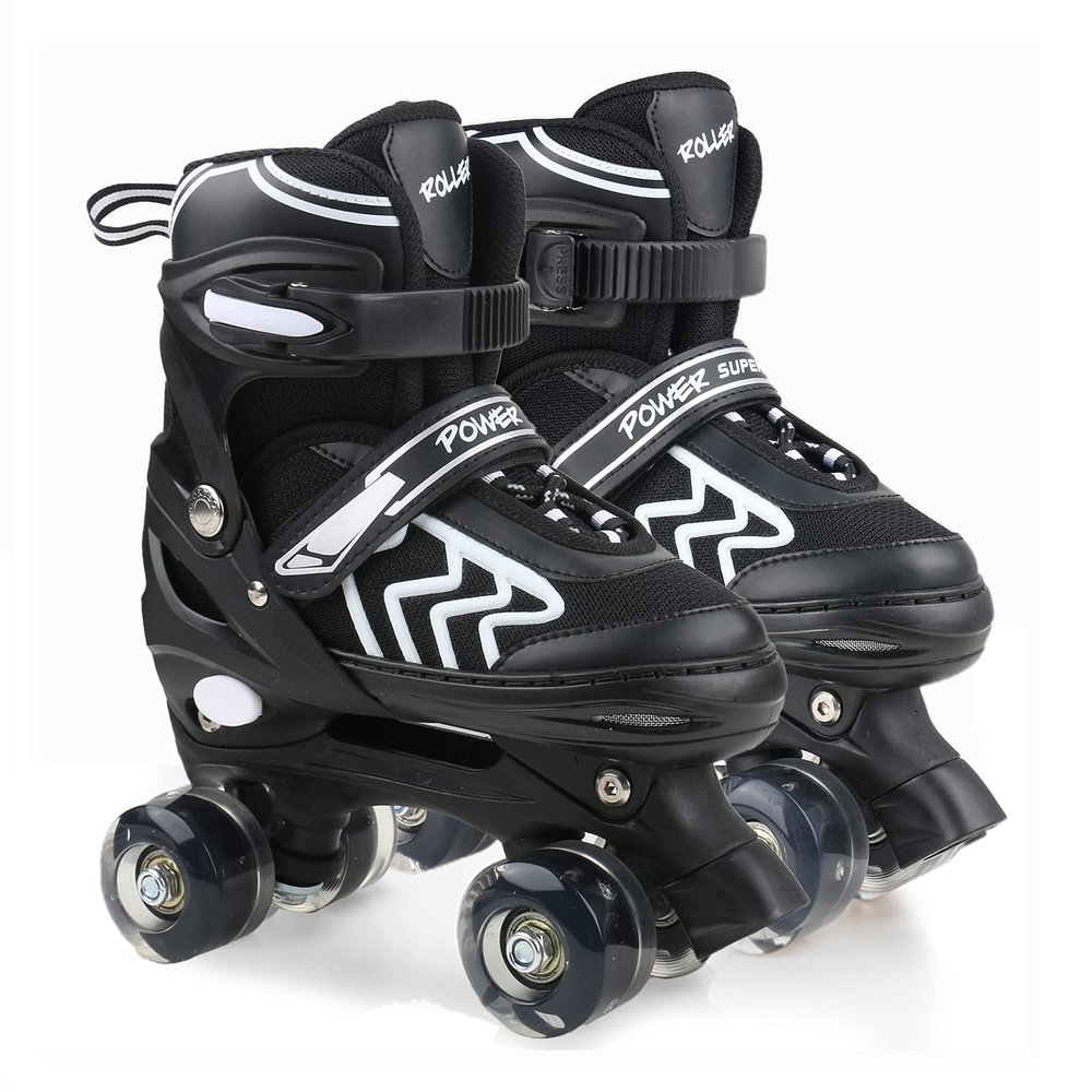 Kids Roller Skates for Boys and Girls, Women and Men, 4 Size Adjustable Adult Kids Roller Skates Outdoor Indoor, Patines para Nias Nios with Light up Wheels Large Size