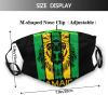 Niqqzit Jamaican Flag Rasta Reggae Judah Lion Mask with Filter Breathable Face Mask Washable Balaclava Bandana Mouth Cover with Adjustable Ear Loops view 2