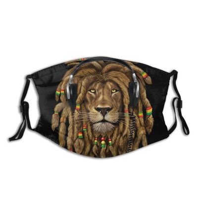 Niqqzit Jamaican Rasta Reggae Judah Lion Mask with Filter Breathable Face Mask Washable Balaclava Bandana Mouth Cover with Adjustable Ear Loops