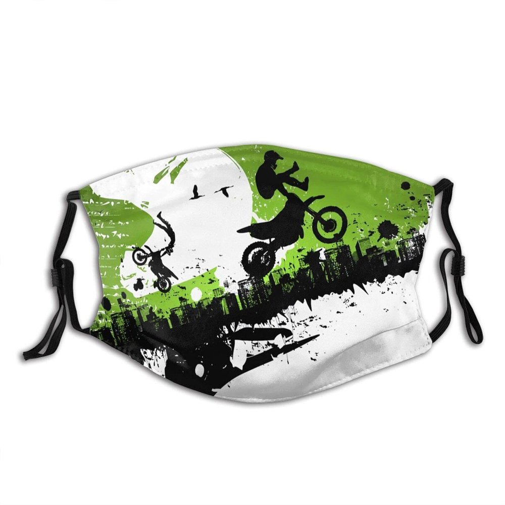 Niqqzit Motocross Dirt Bike Mask with Filter Breathable Face Mask Washable Balaclava Bandana Mouth Cover with Adjustable Ear Loops