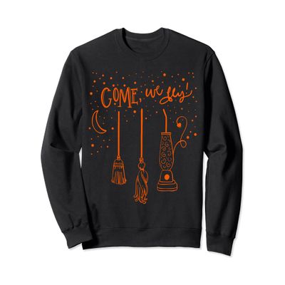 Come We Fly Basic Witch Broom Happy Halloween Sweatshirt
