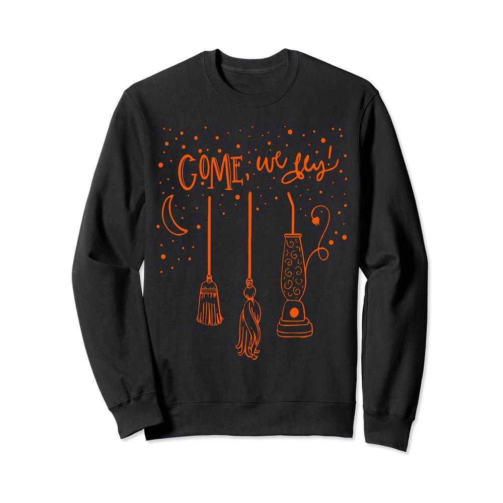 Come We Fly Basic Witch Broom Happy Halloween Sweatshirt
