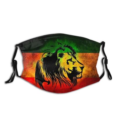 Niqqzit Jamaican Flag Rasta Reggae Judah Lion Mask with Filter Breathable Face Mask Washable Balaclava Bandana Mouth Cover with Adjustable Ear Loops