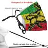 Niqqzit Jamaican Flag Rasta Reggae Judah Lion Mask with Filter Breathable Face Mask Washable Balaclava Bandana Mouth Cover with Adjustable Ear Loops view 4