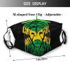 Niqqzit Jamaican Flag Rasta Lion Head Mask with Filter Breathable Face Mask Washable Balaclava Bandana Mouth Cover with Adjustable Ear Loops view 2