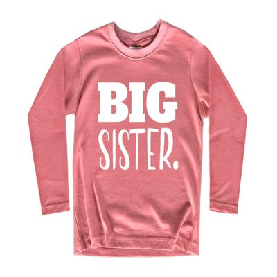 Big Sister Shirt Big Sister Announcement Toddler Shirts Promoted to Girls Outfit (Mauve - Long Sleeve, 10-12 Years)