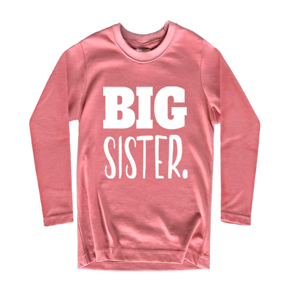 Big Sister Shirt Big Sister Announcement Toddler Shirts Promoted to Girls Outfit (Mauve - Long Sleeve, 10-12 Years)