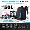 Hikenture Ski Boot Bag Backpack, 50L Padded Ski Bag Snowboard Boot Bag with Drain Holes, Large Capacity Water-Resistant Ski Travel Bag for Ski Boots, Helmet, Goggles, Clothes, Gloves, Snowboard Gear view 2